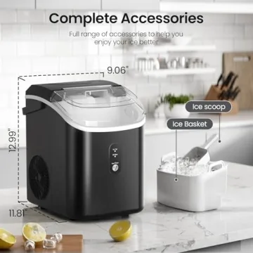 Compact Nugget Ice Maker with Self-Cleaning Functionality