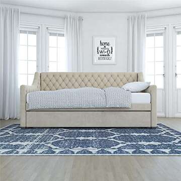 Little Seeds Ambrosia Diamond Tufted Upholstered Design Daybed and Trundle Set, Twin Size Frame, Ivo...