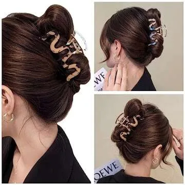 Metal Acetate Hair Claw Clips Big Non Slip Hair Clamp Large Hair Jaw Clips for Women Ladies Hair Accessories as Gift for Thin, Medium to Thick Hair (2 Pack)