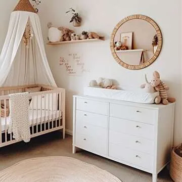 Barnyard Rattan Bathroom Mirror - Boho Farmhouse Style 25.5"