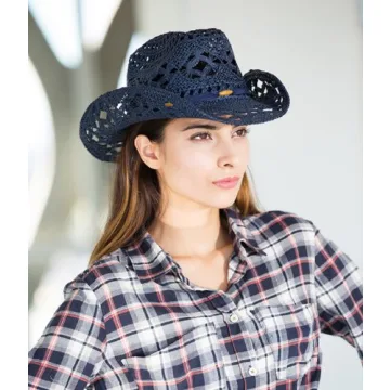 Stylish Toyo Straw Beach Cowboy Hat with Shapeable Brim