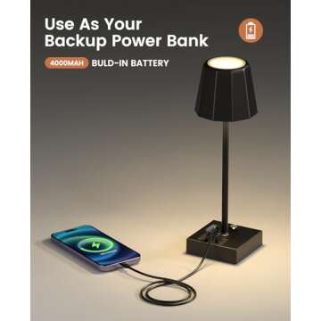 Lightbiz Touch Control Table Lamp with USB Ports