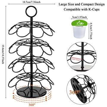 KIMIUP Coffee Pod Holder, Storage Compatible with K-Cups(36 Pods), Kitchen Detachable Organizer for Countertop, Spins 360-Degrees Carousel