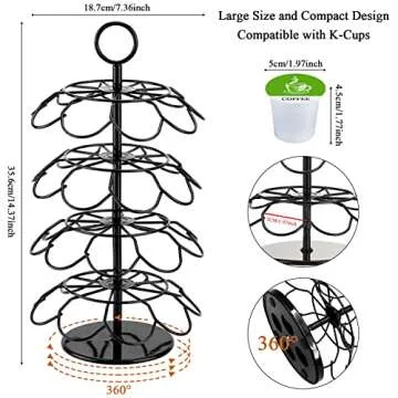 KIMIUP Coffee Pod Holder, Storage Compatible with K-Cups(36 Pods), Kitchen Detachable Organizer for Countertop, Spins 360-Degrees Carousel