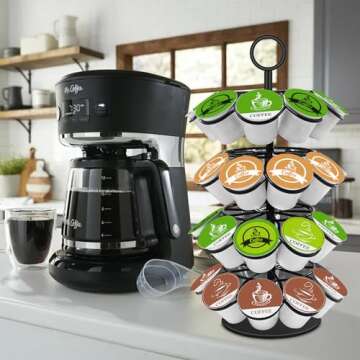 KIMIUP Coffee Pod Holder, Storage Compatible with K-Cups(36 Pods), Kitchen Detachable Organizer for Countertop, Spins 360-Degrees Carousel