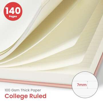 Lined Spiral Journal Notebook for Women & Men, 140 Pages, College Ruled Hardcover Notebook for Work ...