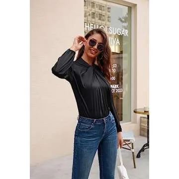 Trendy Women’s Mock Neck Lantern Sleeve Blouse 2023