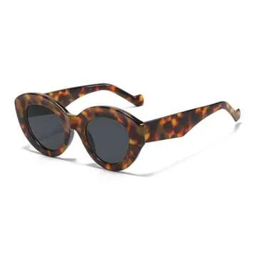 laureles Vintage Cat Eye Y2K Sunglasses Women Leopard Brown Sun Glasses Men Punk Outdoor Shades Female L15 (C3)