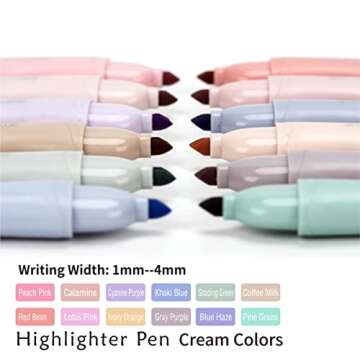 ZEYAR Aesthetic Highlighter Marker Pen, Cream Colors Chisel Tip, Water Based ink, Quick Dry, No Bleed, Streamlined design, for Bible Study Notes School Office (12 Cream Colors)