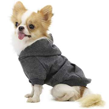 LOPHIPETS Dog Cotton Hoodies Sweatshirts for Small Dogs Chihuahua Puppy Clothes Cold Weather Coat-Charcoal/S