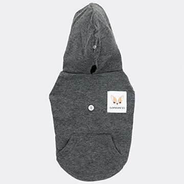 LOPHIPETS Dog Cotton Hoodies Sweatshirts for Small Dogs Chihuahua Puppy Clothes Cold Weather Coat-Charcoal/S