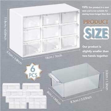 Amyhill 6 Pcs Mini Drawer Organizer Small Organizer with 9 Drawers Plastic Desktop Craft Storage Box...