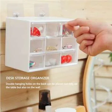 Amyhill 6 Pcs Mini Drawer Organizer Small Organizer with 9 Drawers Plastic Desktop Craft Storage Box for Office Home Room Jewelry Cosmetics Collection(White)