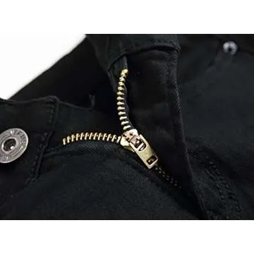 Boy's Black Slim Fit Skinny Jeans Ripped Elastic Waist Pants with Zipper for Kids ,Black,5 Slim