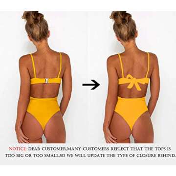 CHYRII Womens Ladies Sexy Cut Out Criss Cross Front Bikini Swimsuit Strappy Wrap One Piece Swimwear Yellow-2 L