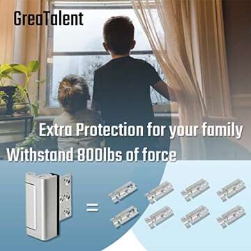 GreaTalent 3PACK Home Security Door Reinforcement Lock Childproof, Add High Security to Home Prevent...
