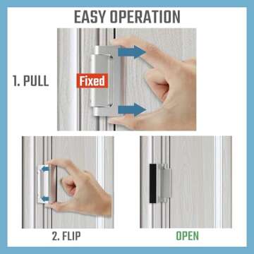 GreaTalent 3PACK Home Security Door Reinforcement Lock Childproof, Add High Security to Home Prevent Unauthorized Entry, Aluminum Construction Finish, Silver