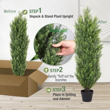 4ft Cedar Topiary Trees Set of 2 for Outdoor Decor