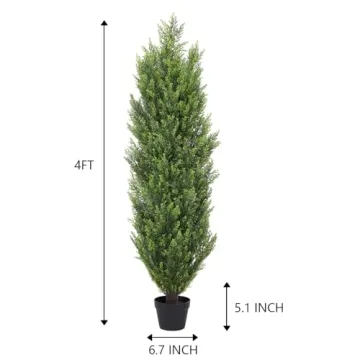 4ft Cedar Topiary Trees Set of 2 for Outdoor Decor