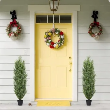 4ft Cedar Topiary Trees Set of 2 for Outdoor Decor