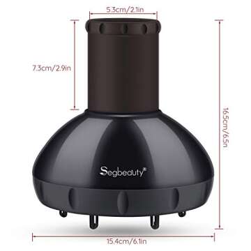 Segbeauty Hair Diffuser for Curly Hair, Upgraded Adjustable Air Flow, Deep Bowl, Professional Salon Frizz-free Fast Dry Diffuser Attachment with 1.57"-1.97" Nozzle, Black