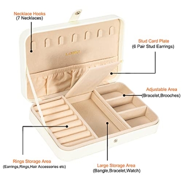 LANDICI Small Jewelry Box for Travel and Daily Use