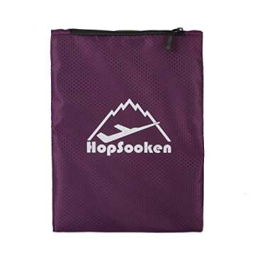 HOPSOOKEN 5pc Packing Cubes Set Large Travel Luggage Organizer 4 Cubes 1 Laundry Pouch Zipper Bag (Purple)