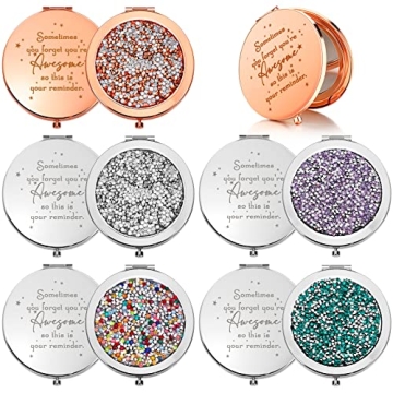 Roowest 10 Pcs Inspirational Compact Mirrors - Perfect Thank You Gifts for Women