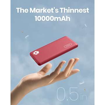INIU Portable Charger, USB C Slimmest Triple 3A High-Speed 10000mAh Phone Power Bank, Flashlight External Battery Pack Compatible with iPhone 16 15 14 13 12 11 X Samsung S21 S20 Google LG iPad, etc