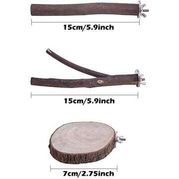 Deloky 8 PCS Natural Wood Bird Perch Stand-Wooden Parrot Perch Stand-Perch Platform Cage Accessories...