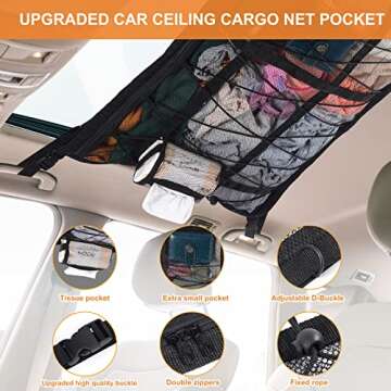 Bespeur Ceiling Cargo Net for Travel Essentials & Camping Gear