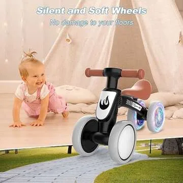 Colorful Lighting Baby Balance Bike Toys for 1 Year Old Boy Gifts, 10-36 Month Toddler Balance Bike, No Pedal 4 Silence Wheels & Soft Seat First Bike, One Year Old Boy Birthday Gift.