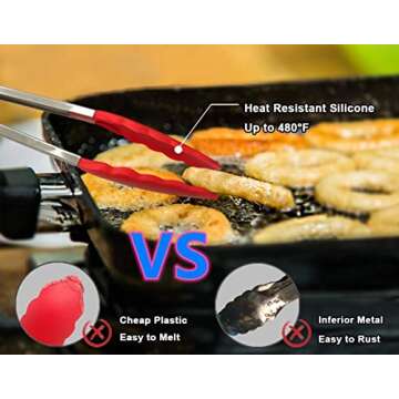 Premium Non-Stick Kitchen Tongs with Silicone Tips