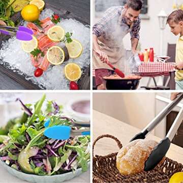 Premium Non-Stick Kitchen Tongs with Silicone Tips