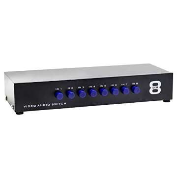 Panlong 8-Way AV Switch RCA Switcher 8 in 1 Out Composite Video L/R Audio Selector Box for DVD STB G...