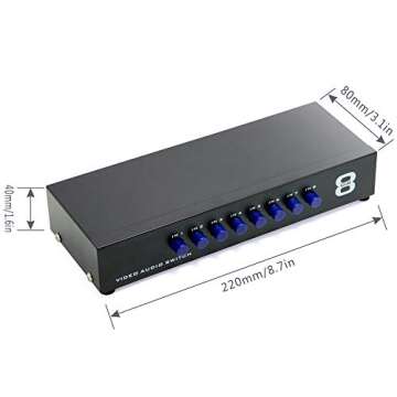 Panlong 8-Way AV Switch RCA Switcher 8 in 1 Out Composite Video L/R Audio Selector Box for DVD STB Game Consoles