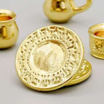 Odoria 1/12 Miniature Tea Set 8Pcs Dollhouse Decoration Accessories, Gold