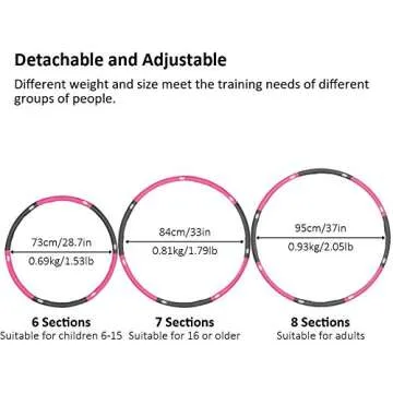 Hoola Hoop 2lb Fitness Exercise Hoola Hoop for Weighted Loss hoola Hoop Adjustable 8 Detachable Sections Burning Fat Sport Equipment (Pink)