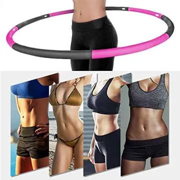 Hoola Hoop 2lb Fitness Exercise Hoola Hoop for Weighted Loss hoola Hoop Adjustable 8 Detachable Sections Burning Fat Sport Equipment (Pink)