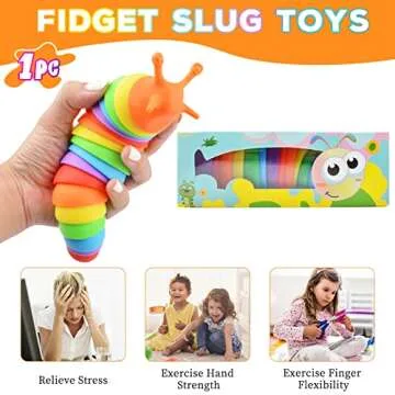 Cevioce Fidget Slug Toy, Sensory Slug Fidget Toy for Kids & Adults, 1 PC Cute Autism Sensory Toys for Autistic Children Great Birthday Gift for Girls Boys Christmas Stocking Stuffers for Kids Toddlers