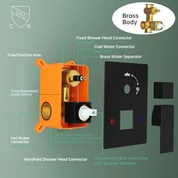 Hoimpro 12 Inch Matte Black Shower System with Adjustable Slide Bar, Square Rain Shower Head and Wand Wall Mounted, Rainfall Shower Faucet Fixture Combo Set, 2 in 1 Handheld Showerhead for Bathroom