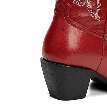 Trendy Embroidered Gradinery Red Cowboy Boots for Women