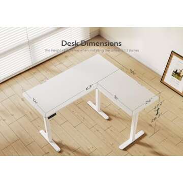 Claiks L Shaped Adjustable Height Standing Desk