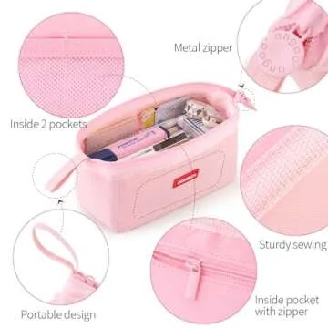CICIMELON Pencil Case Large Capacity Pen Pouch Multifunctional Pencil Bag for School Students Teen Girls Office Women Adult (Light Pink)
