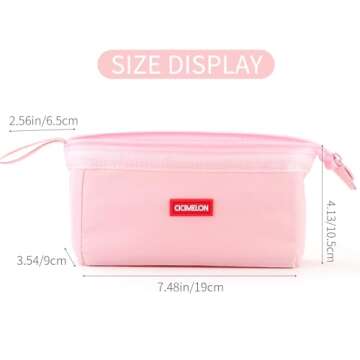 CICIMELON Pencil Case Large Capacity Pen Pouch Multifunctional Pencil Bag for School Students Teen Girls Office Women Adult (Light Pink)