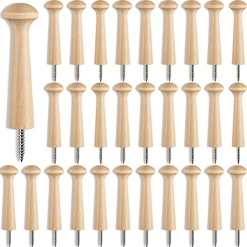Unfinished Wooden Shaker Pegs DIY Paintable Hooks 30 Pack