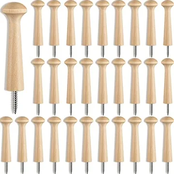 30 Unfinished Wooden Shaker Pegs - DIY Paintable Hooks for Home & Office