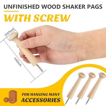 Unfinished Wooden Shaker Pegs DIY Paintable Hooks 30 Pack