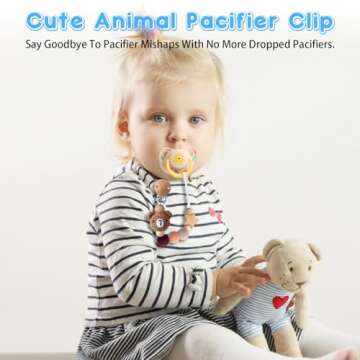 LSTRAGY Pacifier Clip, 2 Pack Pacifier Clips for Boys and Girls, Cute Koala & Bear Handmade Knitted Pacifier Holder Fits for Most Pacifier, Baby Teethers, Baby Shower and Baby Gift