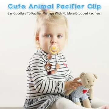 LSTRAGY Pacifier Clip, 2 Pack Pacifier Clips for Boys and Girls, Cute Koala & Bear Handmade Knitted Pacifier Holder Fits for Most Pacifier, Baby Teethers, Baby Shower and Baby Gift